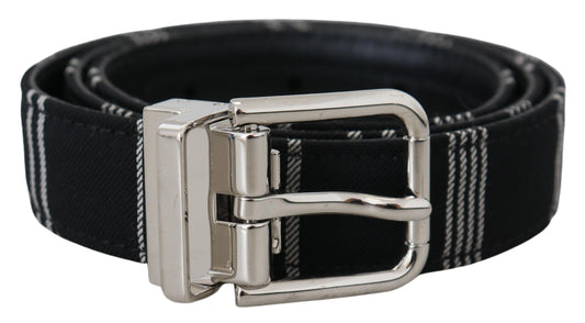 Black White Cotton Metal Silver Buckle Belt-Dolce & Gabbana-LabelTerrace.com