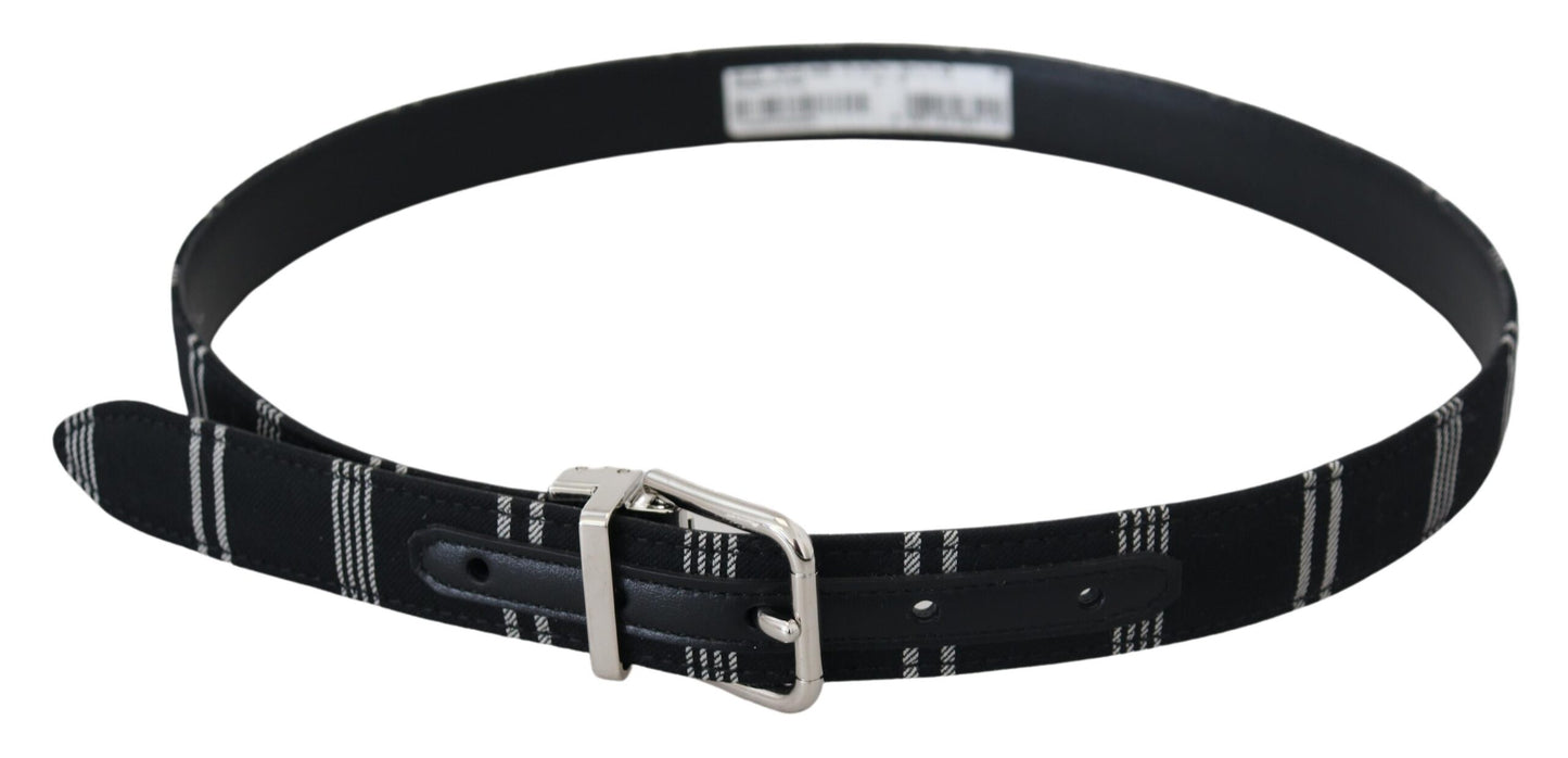 Black White Cotton Metal Silver Buckle Belt-Dolce & Gabbana-LabelTerrace.com