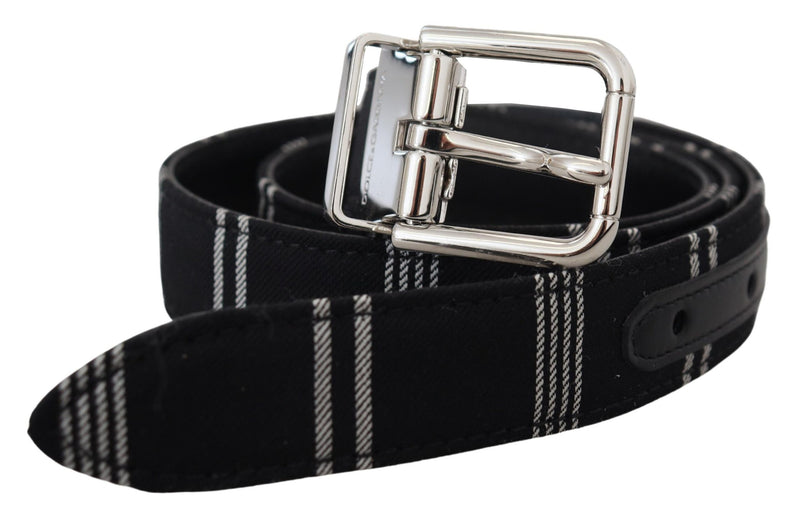 Black White Cotton Metal Silver Buckle Belt-Dolce & Gabbana-LabelTerrace.com