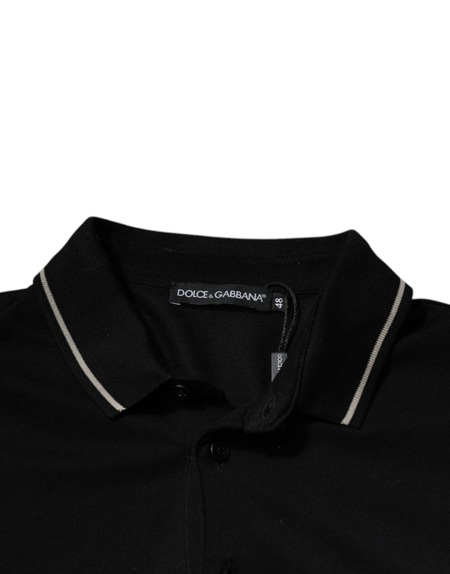 Black White Cotton Short Sleeves Polo T-shirt-Dolce & Gabbana-LabelTerrace.com