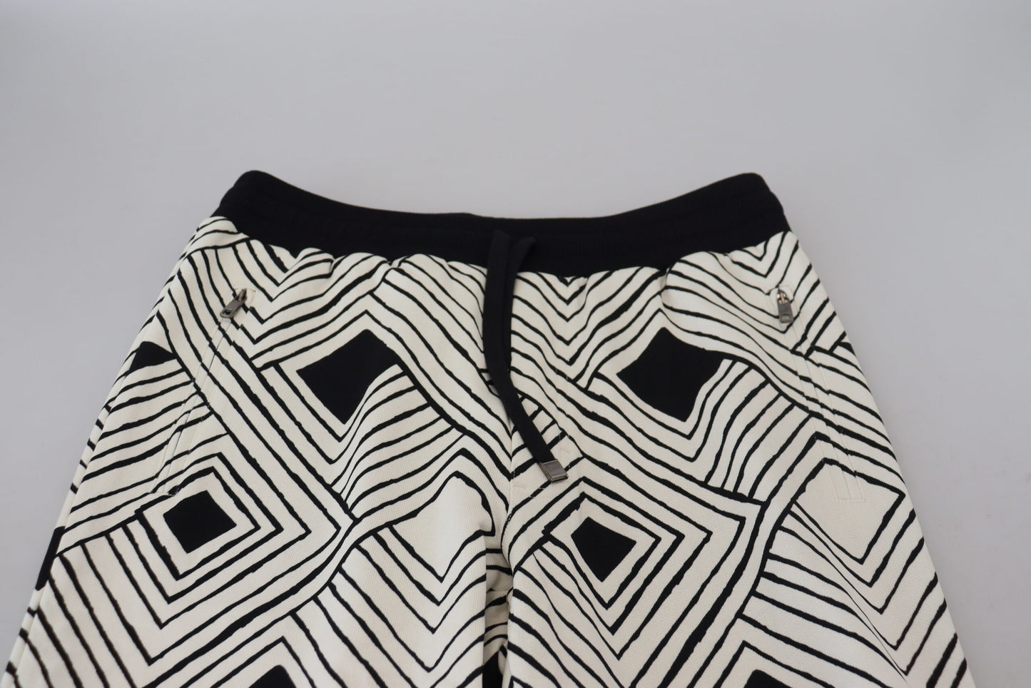 Black White Cotton Trousers Sport Pants-Dolce & Gabbana-LabelTerrace.com