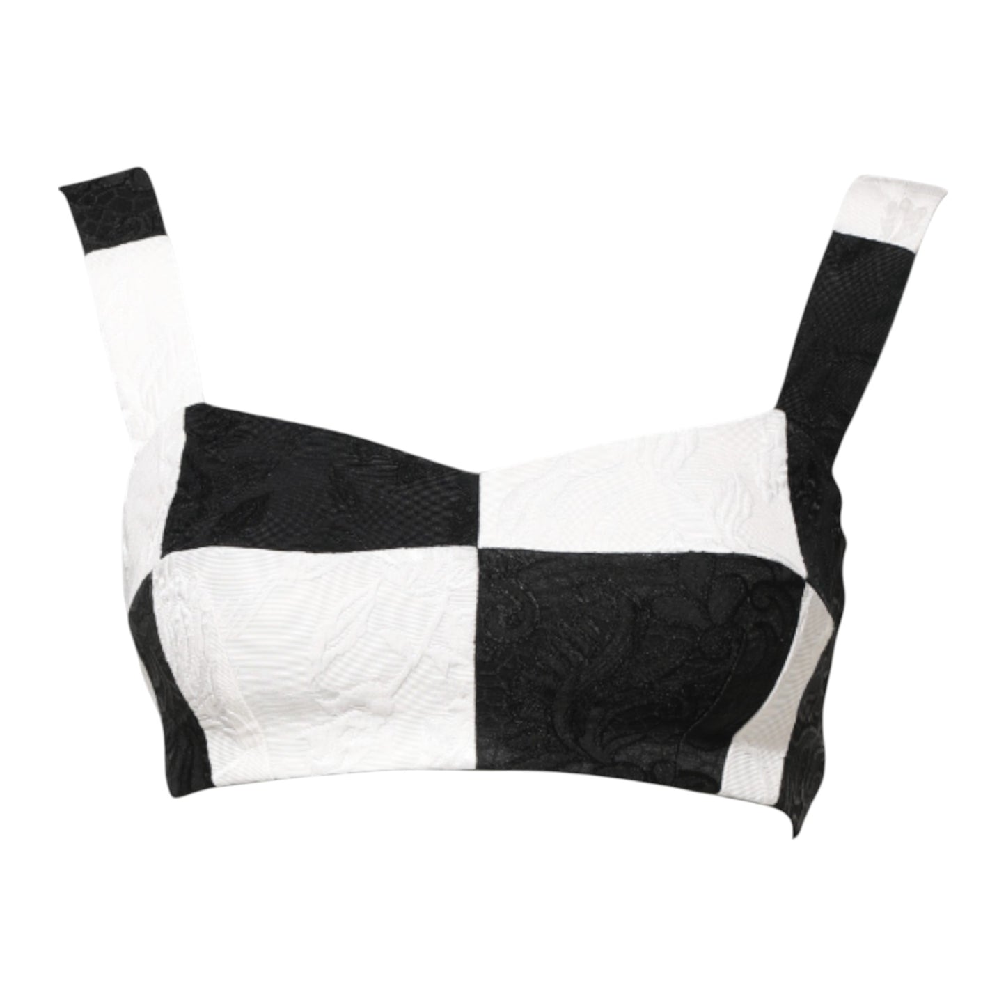 Black White Cropped Bustier Corset Bra Top-Dolce & Gabbana-LabelTerrace.com