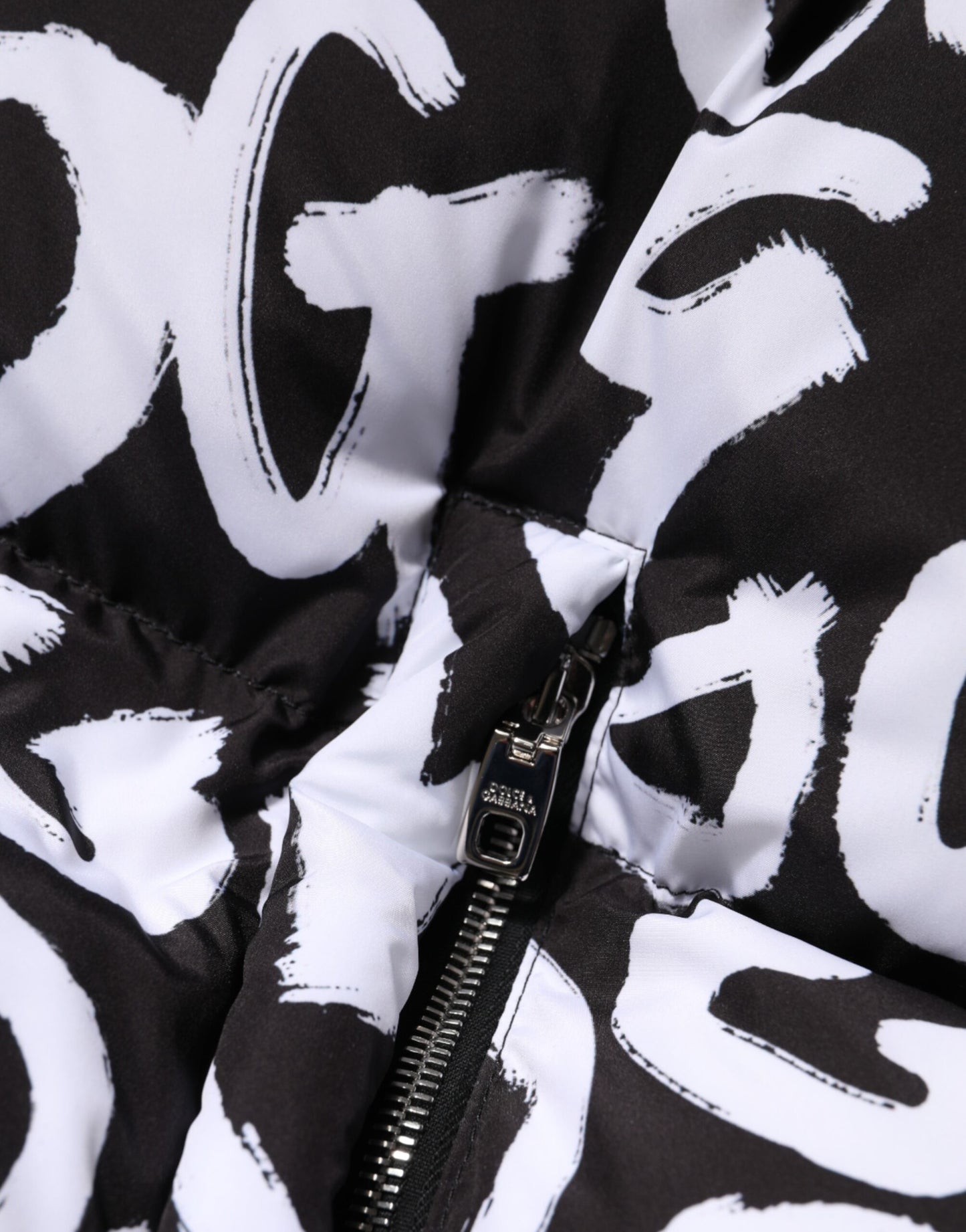 Black White DG Mania Hooded Long Coat Jacket-Dolce & Gabbana-LabelTerrace.com