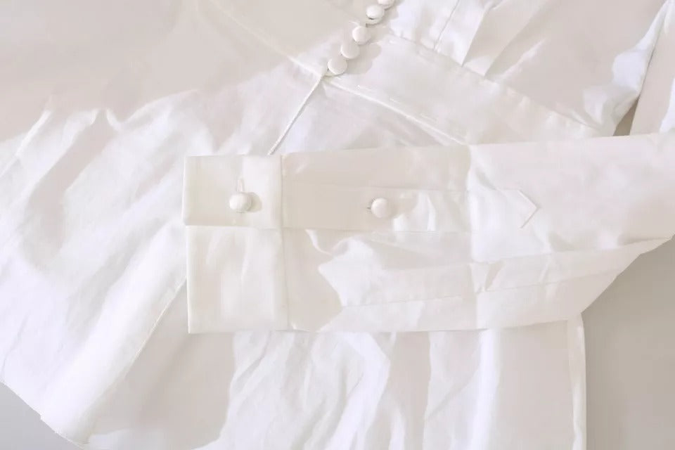 Black White Decorative Buttons Tops Shirt Blouse-Dolce & Gabbana-LabelTerrace.com