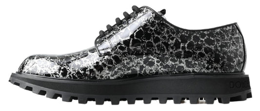 Black White Derby Patent Leather Shoes-Dolce & Gabbana-LabelTerrace.com