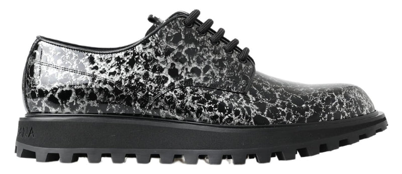 Black White Derby Patent Leather Shoes-Dolce & Gabbana-LabelTerrace.com