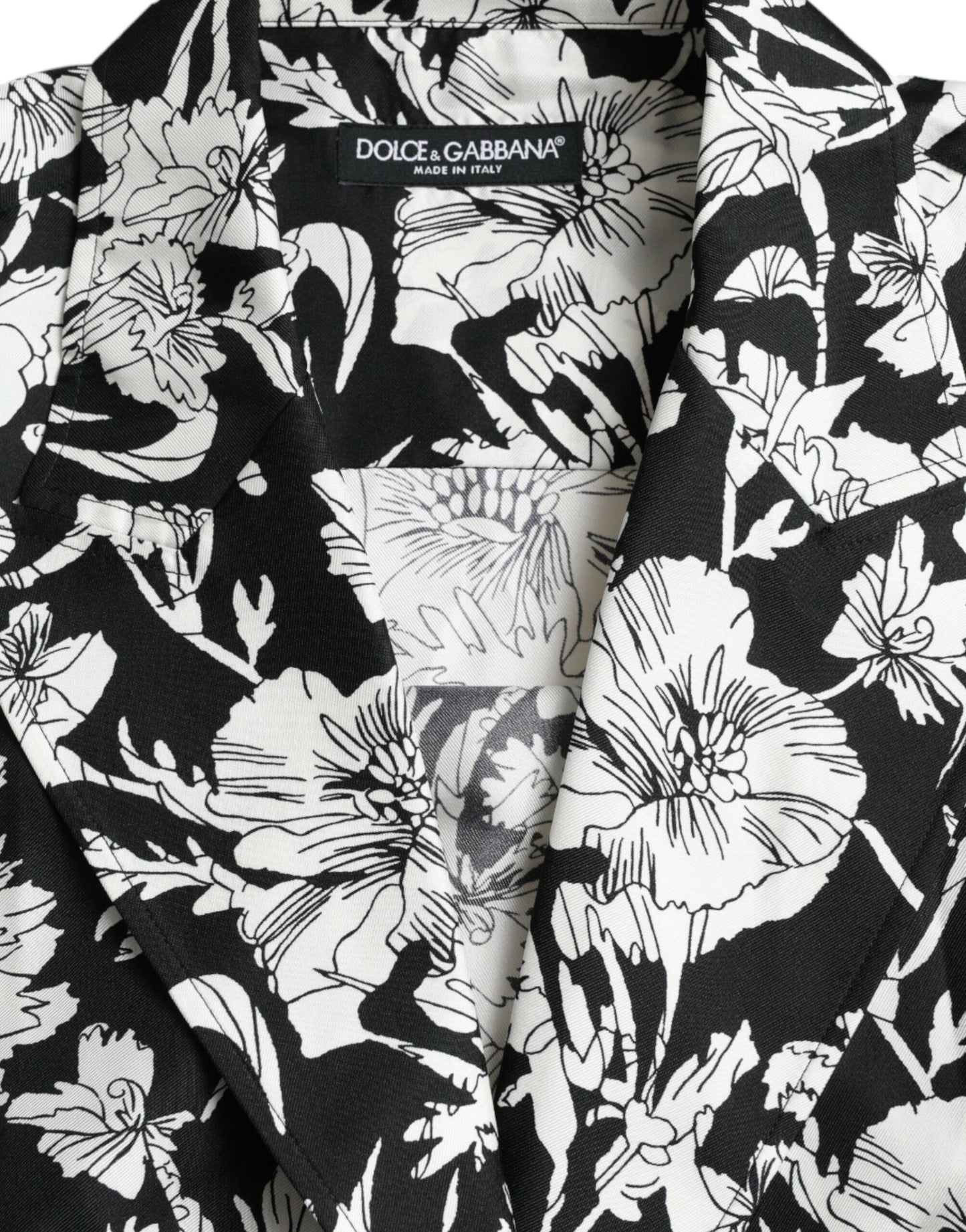 Black White Floral Button Down Casual Shirt-Dolce & Gabbana-LabelTerrace.com