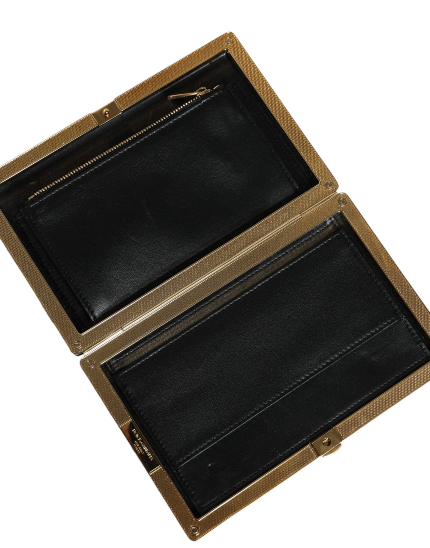 Black White Gold Frame Clutch Evening Party Purse Bag-Dolce & Gabbana-LabelTerrace.com