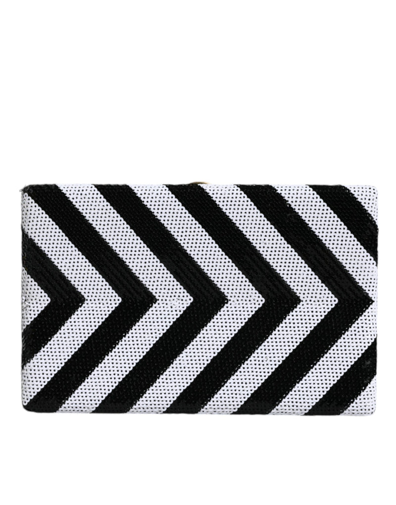 Black White Gold Frame Clutch Evening Party Purse Bag-Dolce & Gabbana-LabelTerrace.com