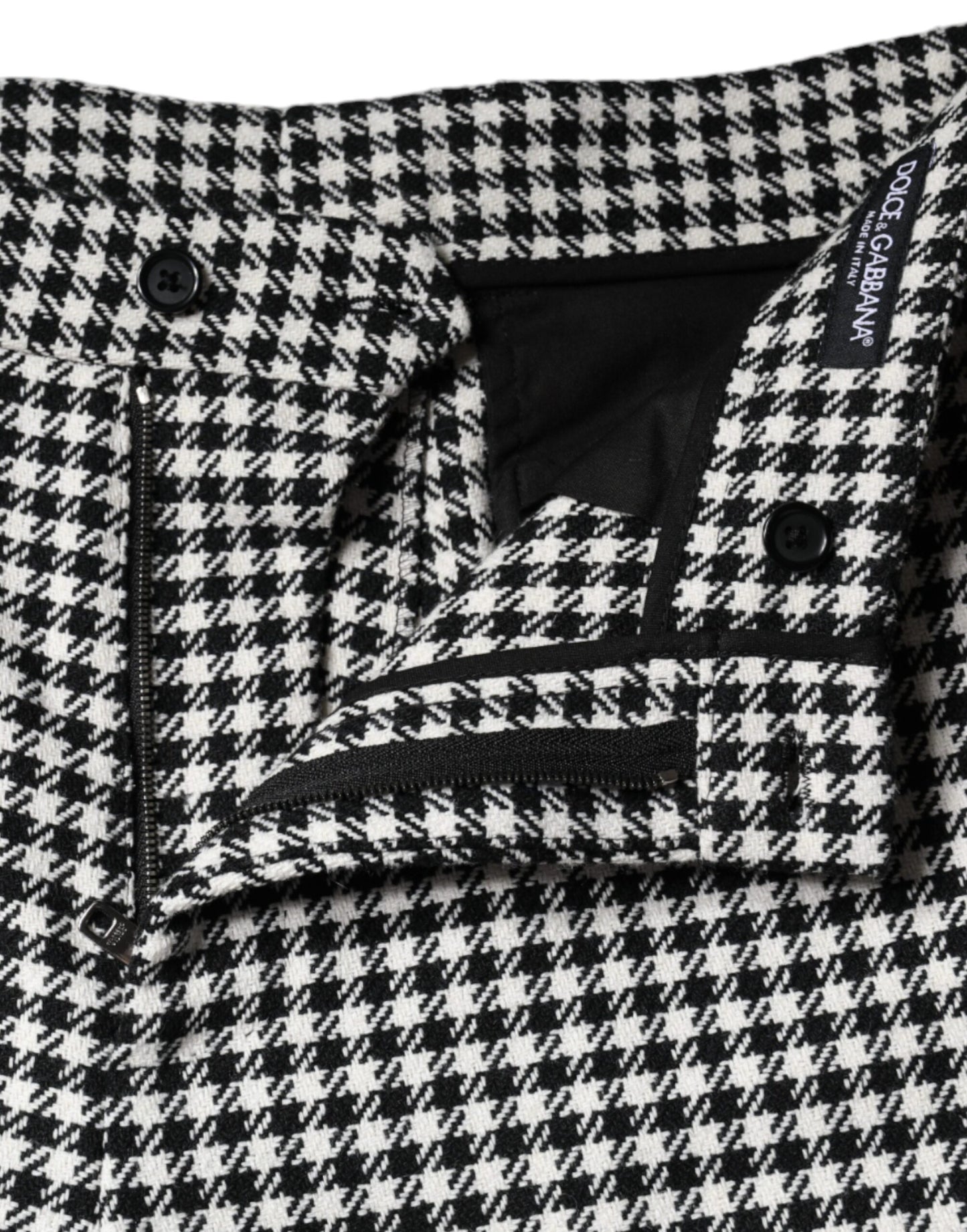 Black White Houndstooth Cropped Wide Leg Pants-Dolce & Gabbana-LabelTerrace.com