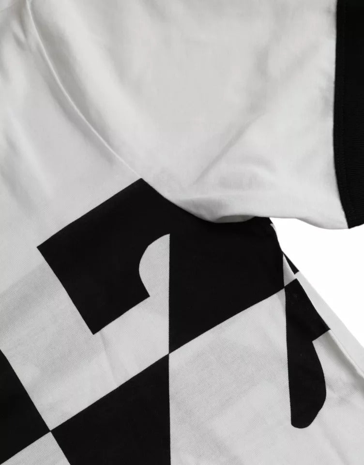 Black White Jazz Print Cotton Short Sleeves T-shirt-Dolce & Gabbana-LabelTerrace.com