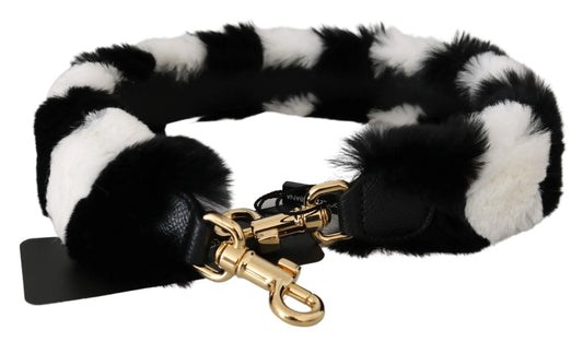 Black White Lapin Fur Accessory Shoulder Strap-Dolce & Gabbana-LabelTerrace.com
