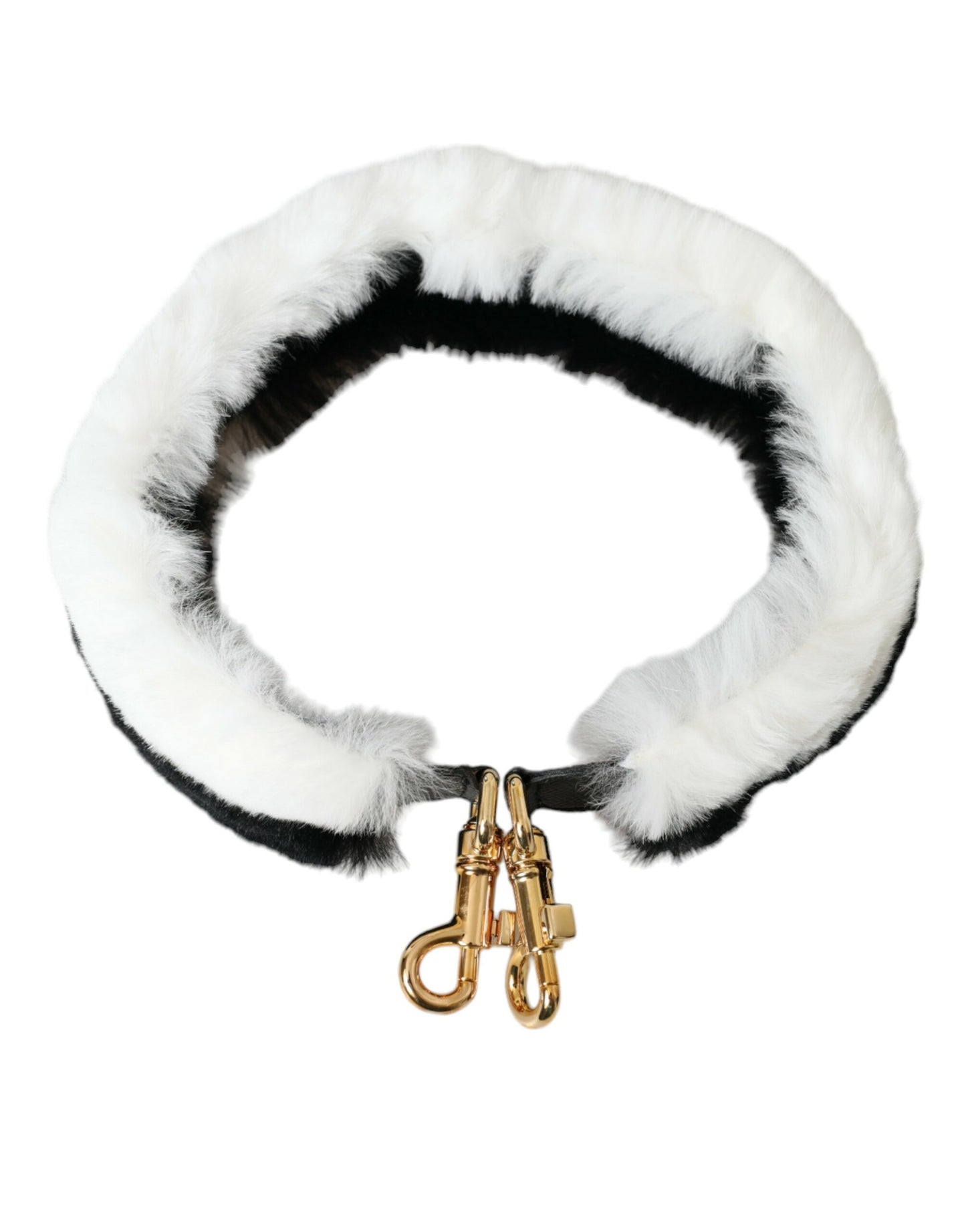 Black White Lapin Fur Accessory Shoulder Strap-Dolce & Gabbana-LabelTerrace.com