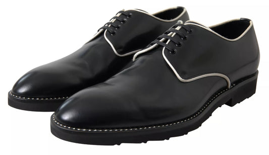 Black White Leather Formal Dress Shoes-Dolce & Gabbana-LabelTerrace.com