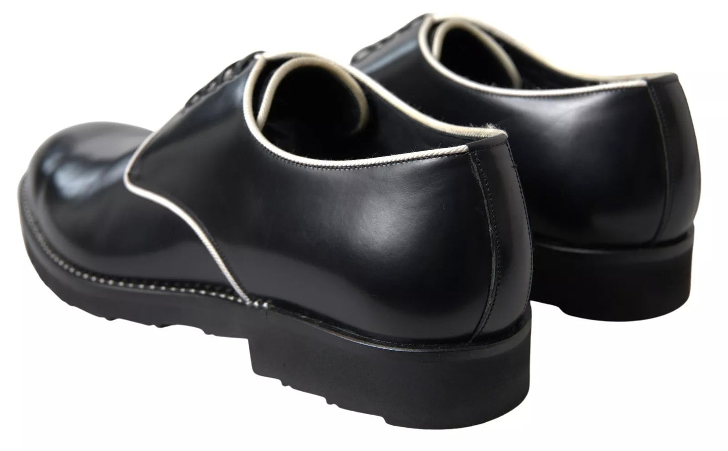 Black White Leather Formal Dress Shoes-Dolce & Gabbana-LabelTerrace.com