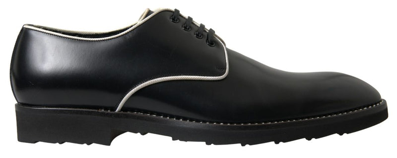 Black White Leather Formal Shoes-Dolce & Gabbana-LabelTerrace.com