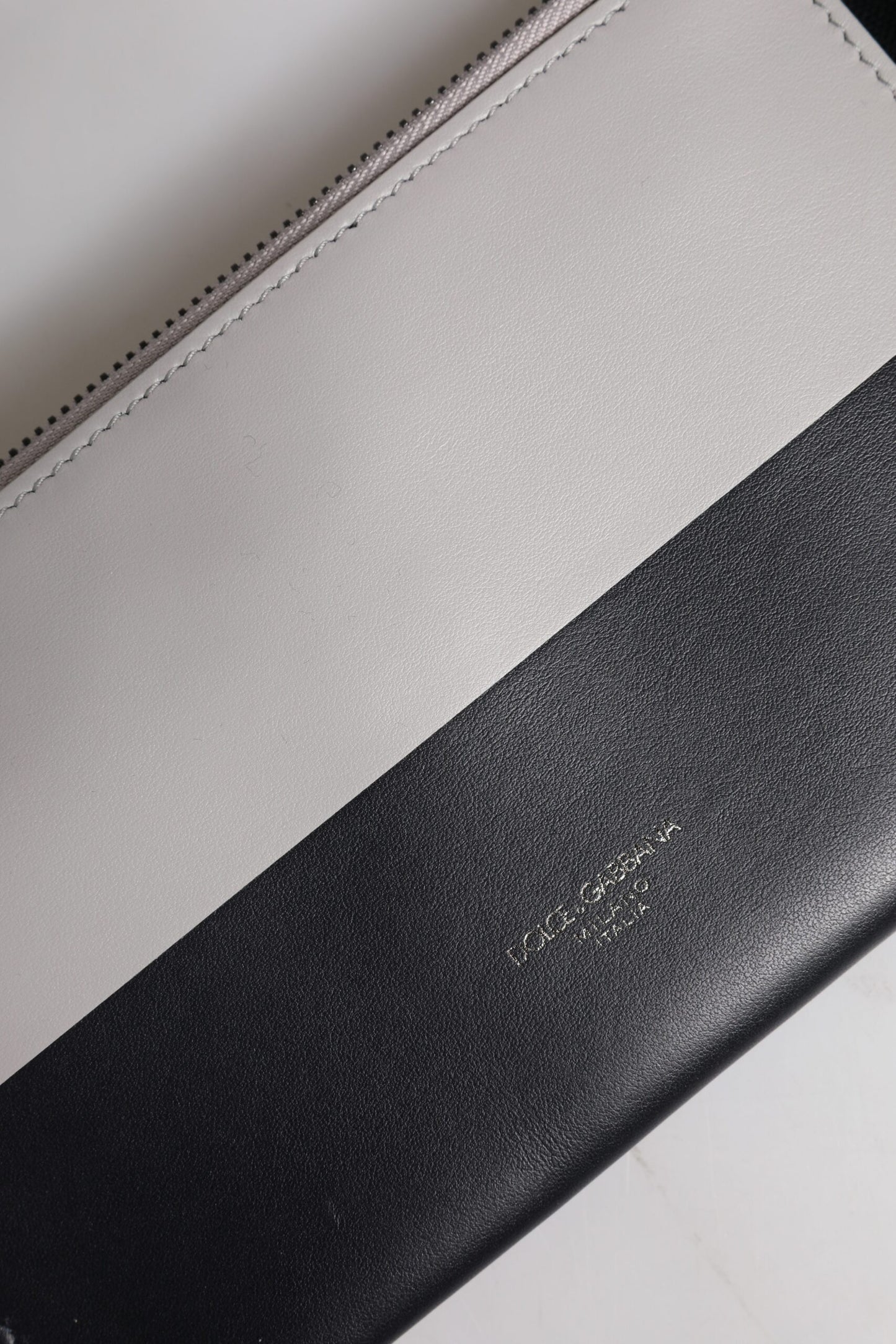 Black White Leather Logo Embossed Crossbody Bag-Dolce & Gabbana-LabelTerrace.com