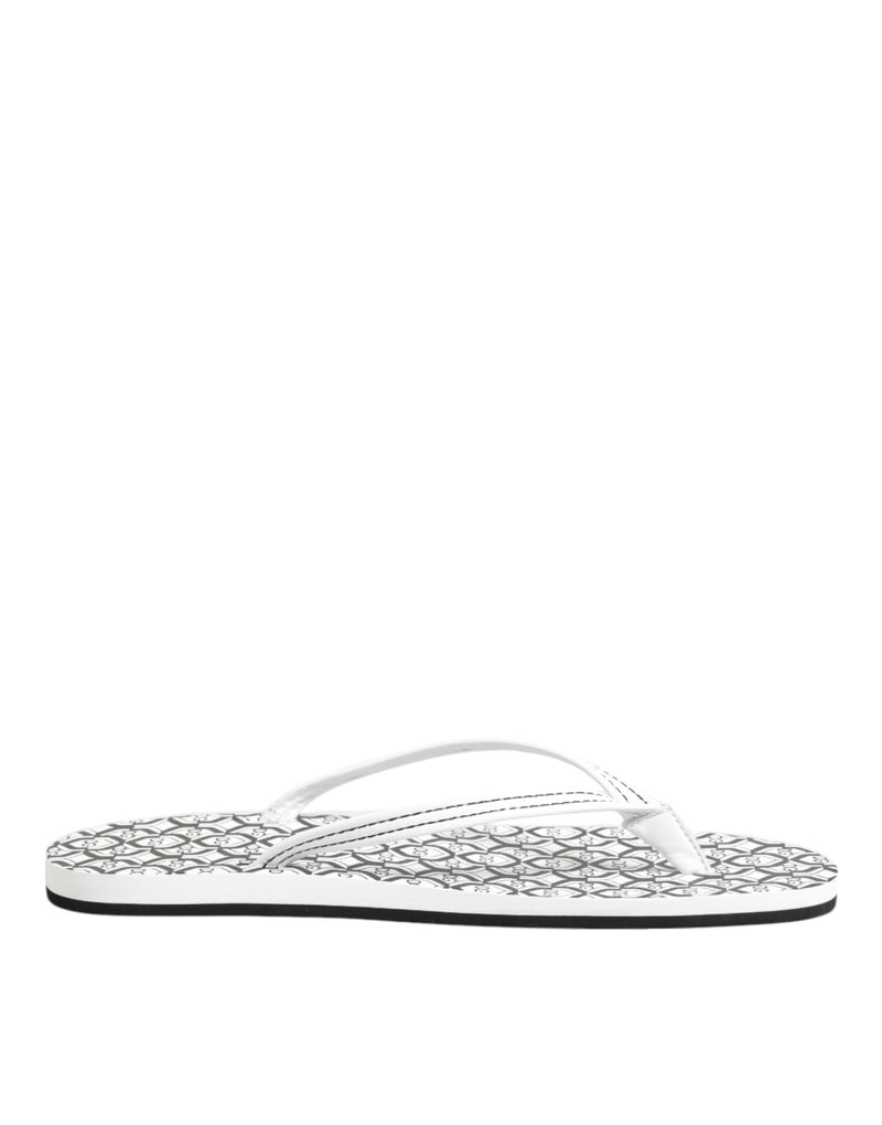 Black White Logo Beachwear Flats Slipper Shoes-Dolce & Gabbana-LabelTerrace.com