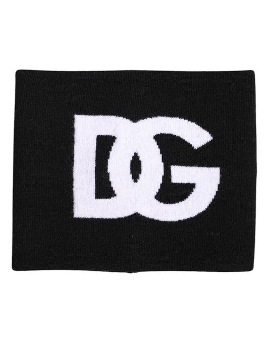 Black White Logo Print Knitted Neck Warmer Scarf-Dolce & Gabbana-LabelTerrace.com