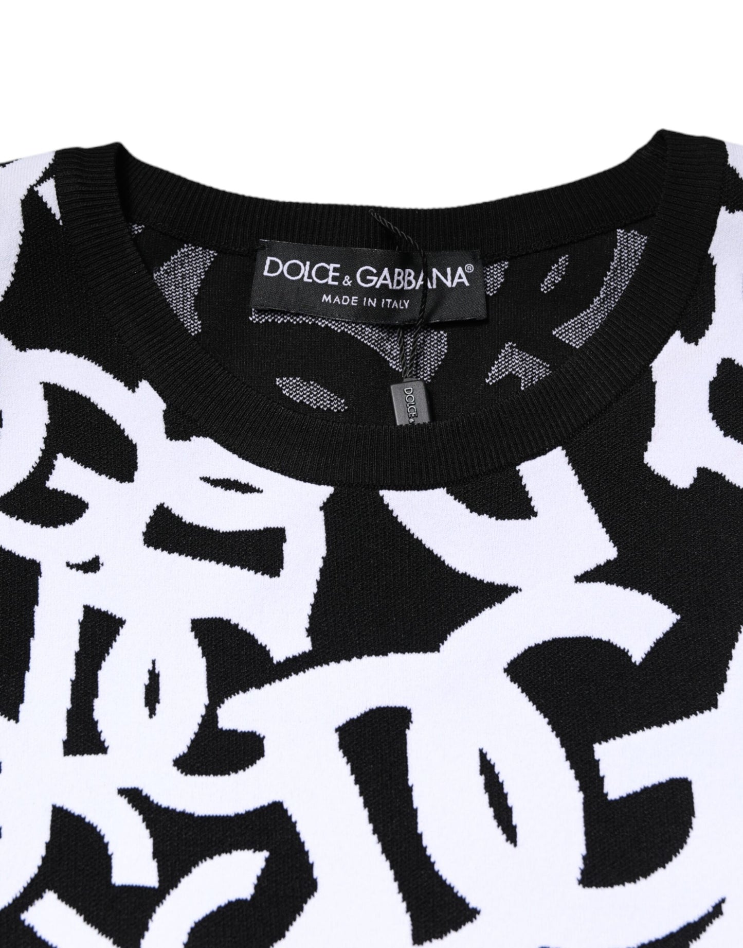 Black White Logo Print Women Pullover Sweater-Dolce & Gabbana-LabelTerrace.com