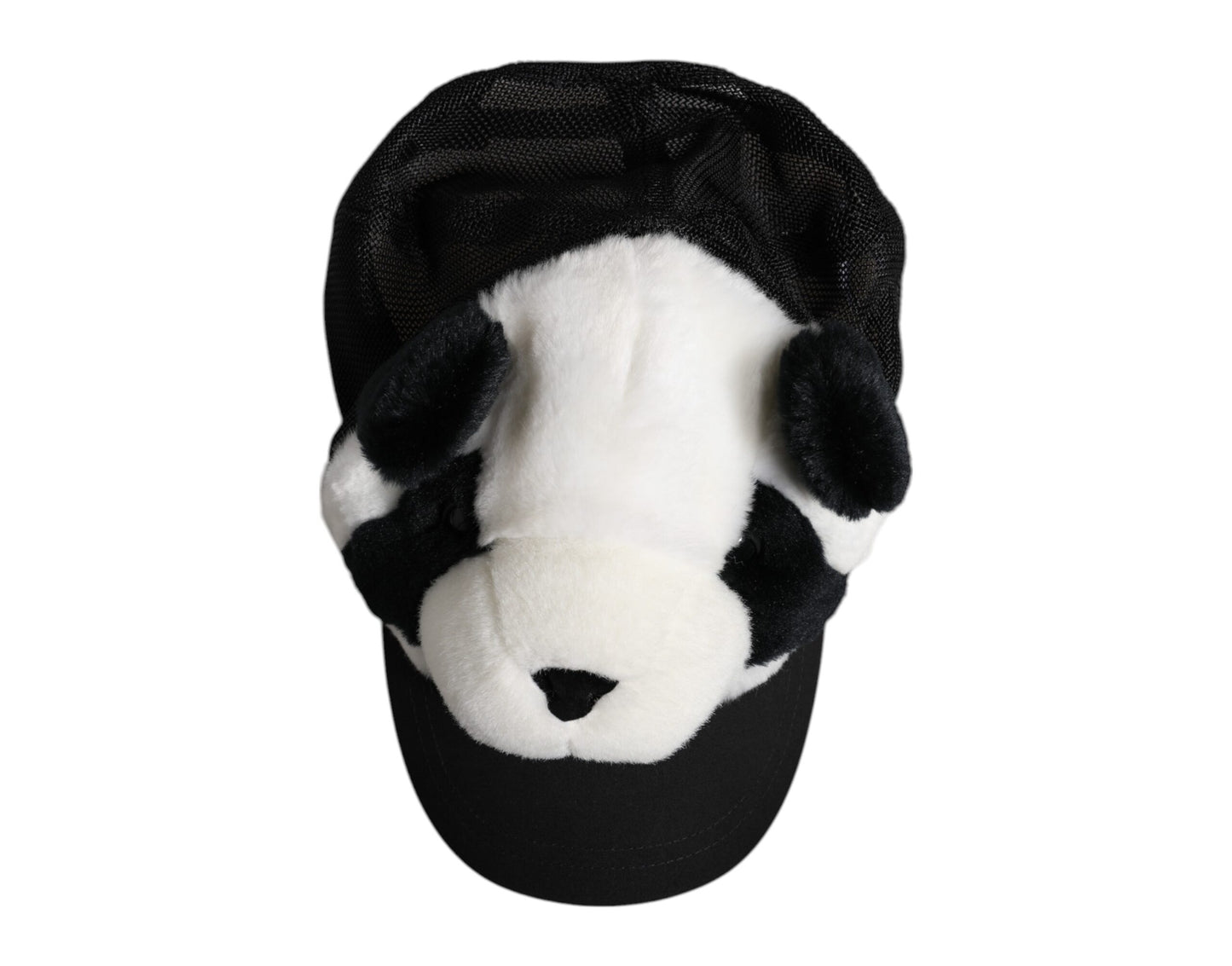 Black White Panda Fur Women Baseball Cap-Dolce & Gabbana-LabelTerrace.com