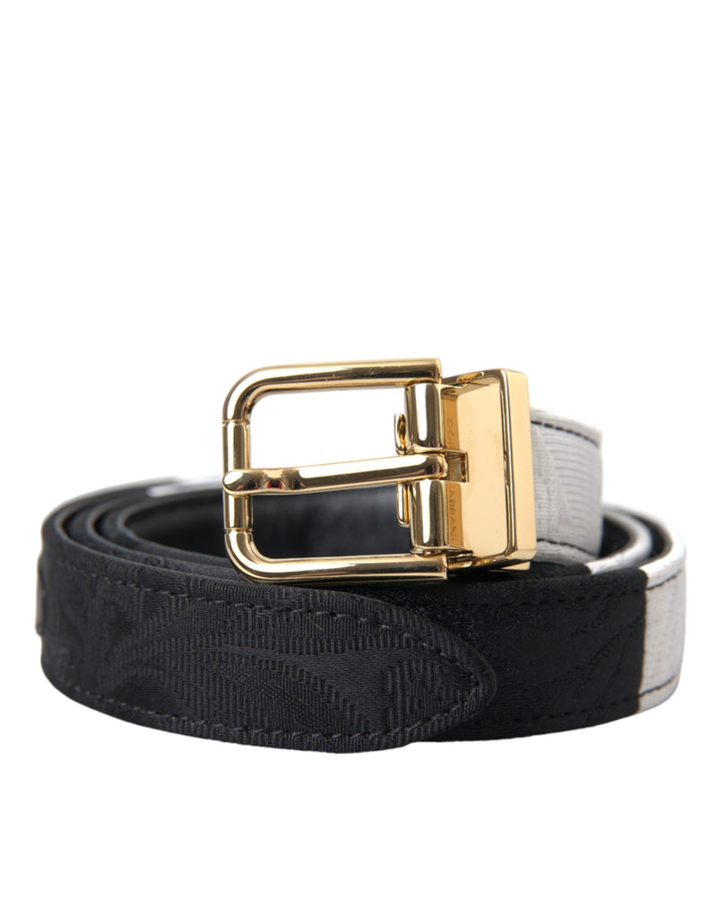Black White Patchwork Gold Metal Buckle Belt-Dolce & Gabbana-LabelTerrace.com