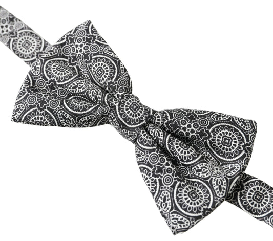 Black White Pattern Adjustable Neck Papillon Bow Tie-Dolce & Gabbana-LabelTerrace.com