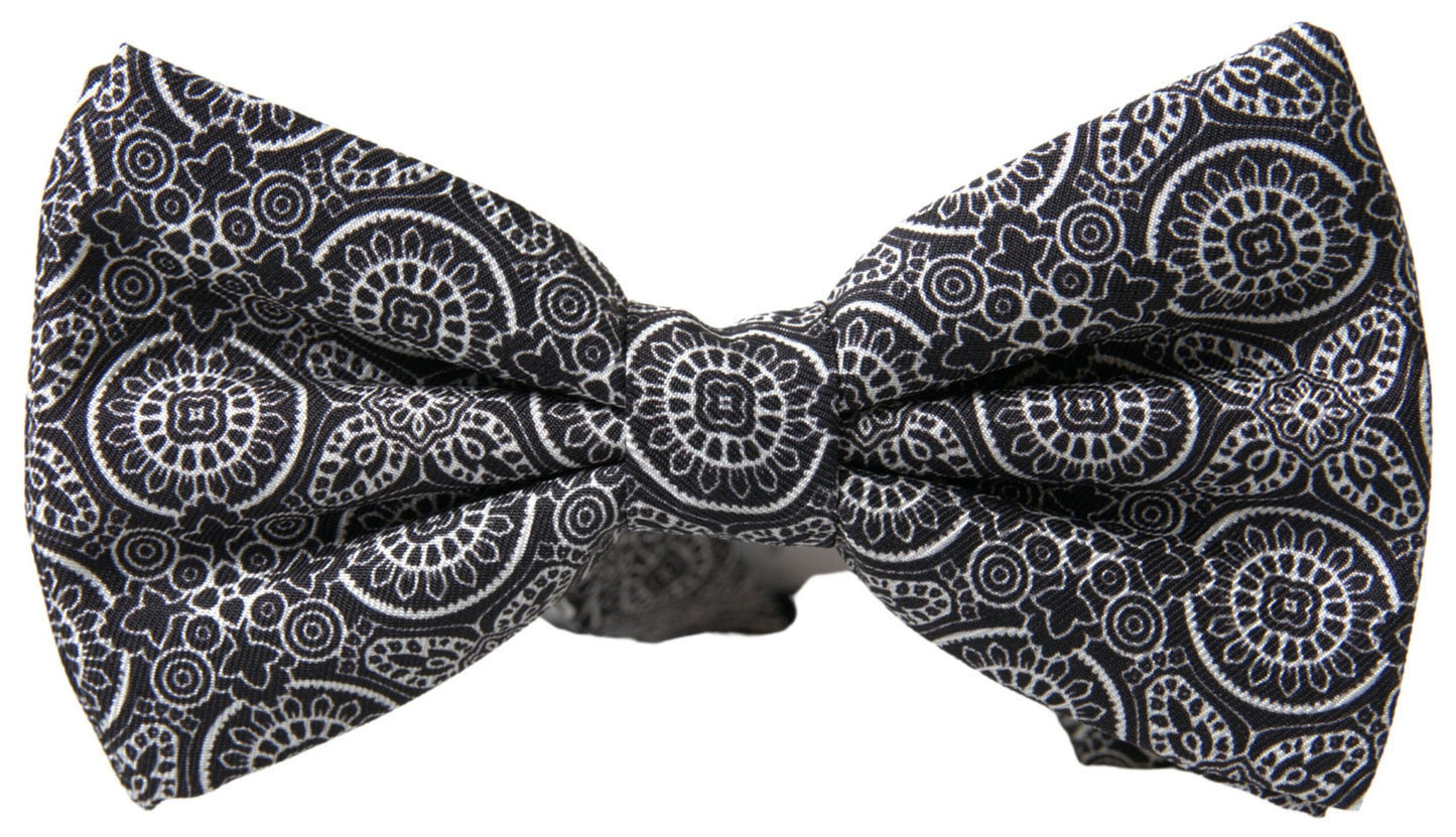 Black White Pattern Adjustable Neck Papillon Bow Tie-Dolce & Gabbana-LabelTerrace.com