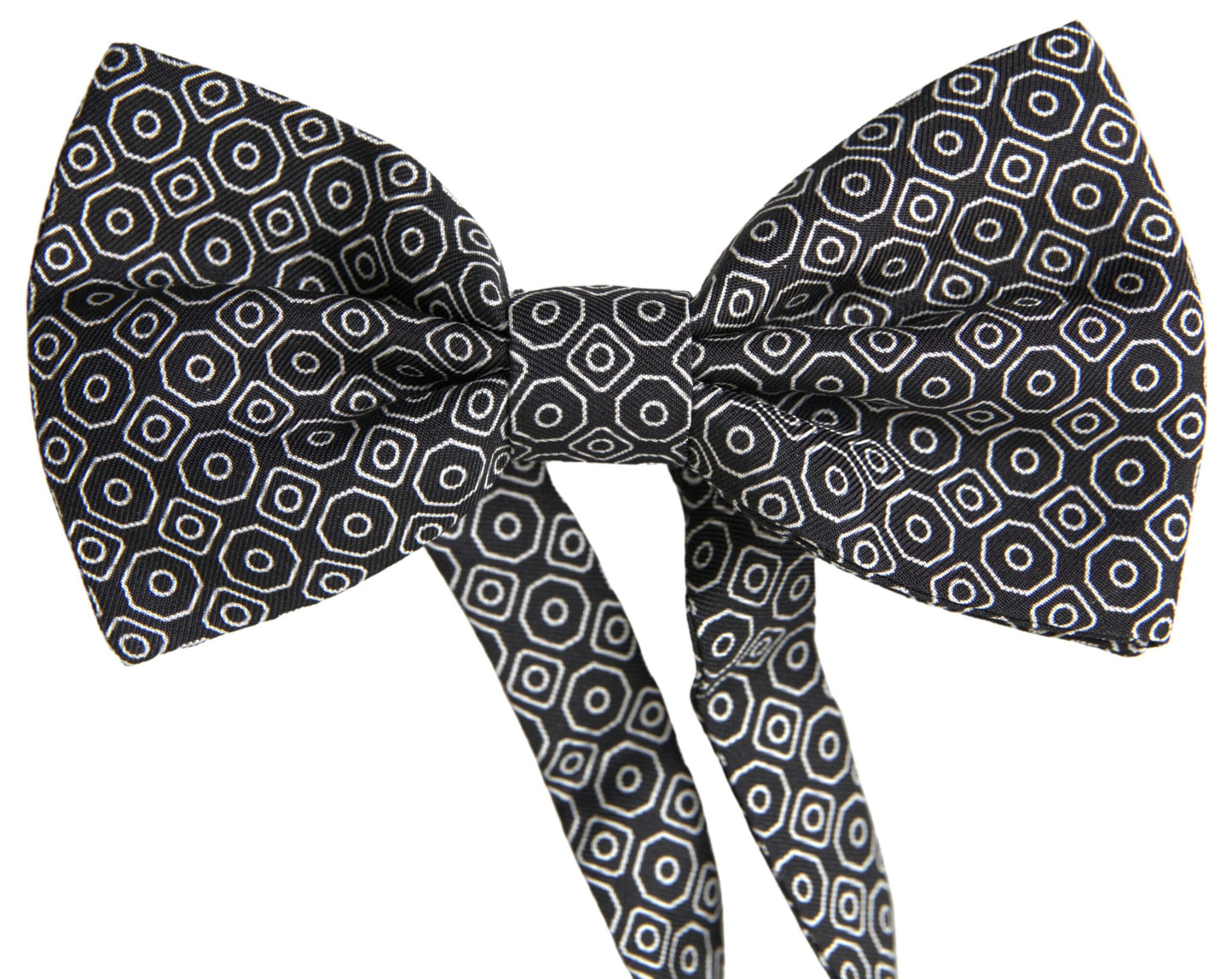 Black White Pattern Adjustable Neck Papillon Bow Tie-Dolce & Gabbana-LabelTerrace.com