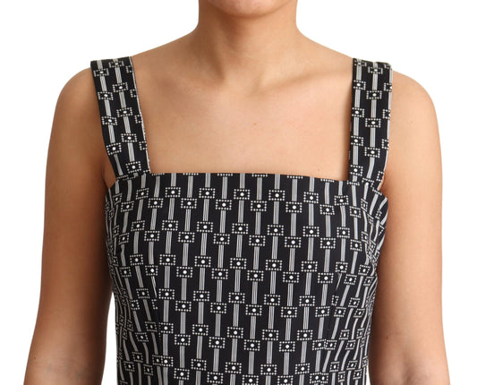 Black White Pattern Cotton A-Line Dress-Dolce & Gabbana-LabelTerrace.com