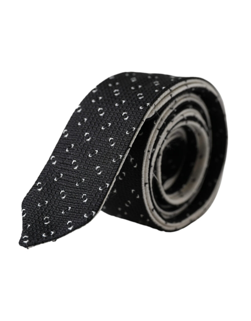 Black White Patterned Adjustable Tie-Dolce & Gabbana-LabelTerrace.com