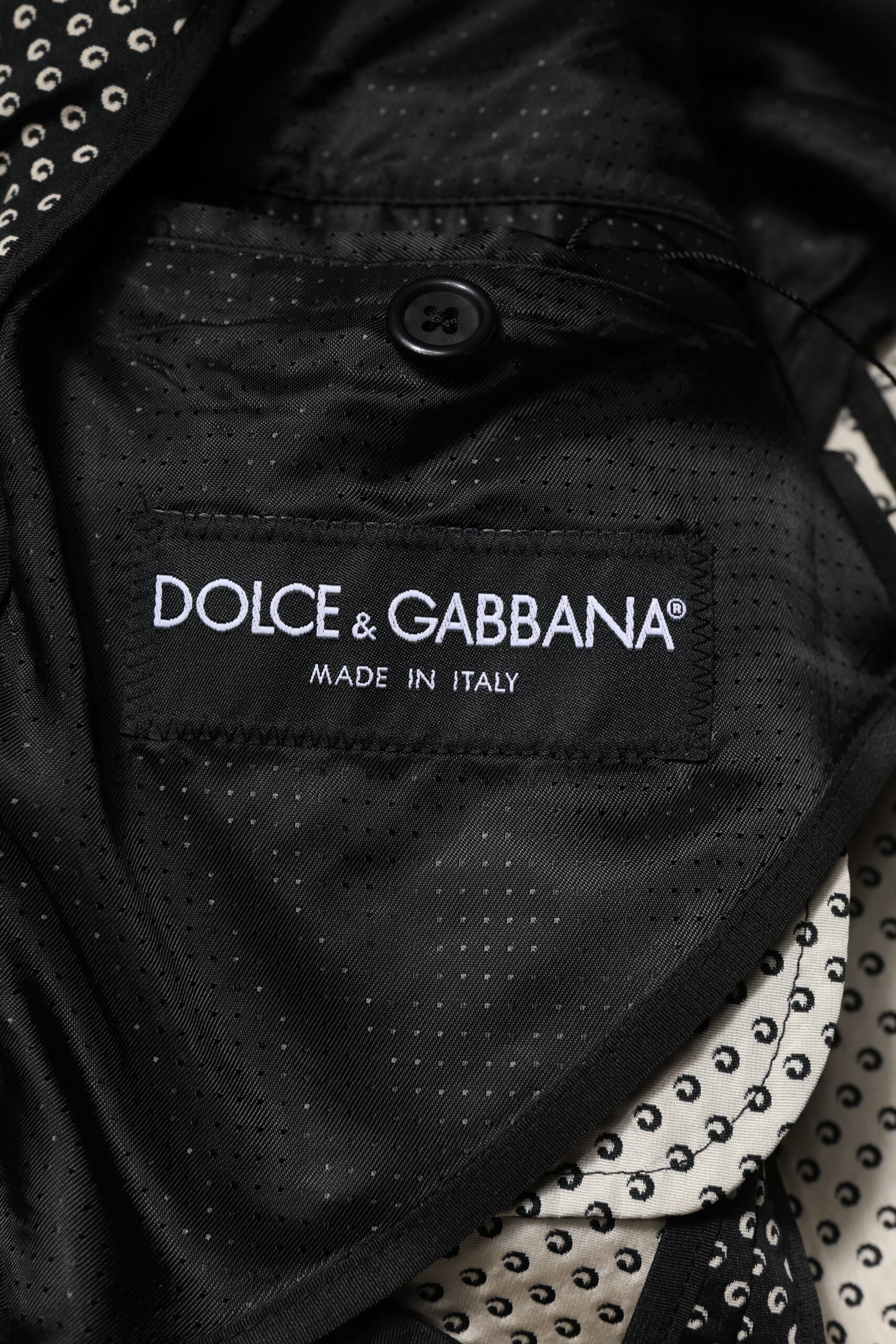 Black White Patterned Men Suit Coat Blazer-Dolce & Gabbana-LabelTerrace.com
