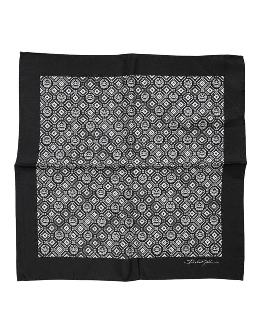 Black White Patterned Square Foulard Scarf-Dolce & Gabbana-LabelTerrace.com
