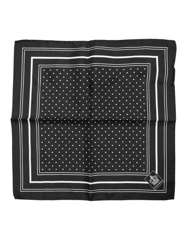 Black White Polka Dot Men Foulard Scarf-Dolce & Gabbana-LabelTerrace.com