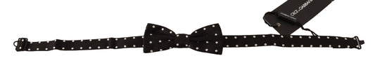 Black White Polka Dot Silk Adjustable Neck Papillon Bow Tie-Dolce & Gabbana-LabelTerrace.com