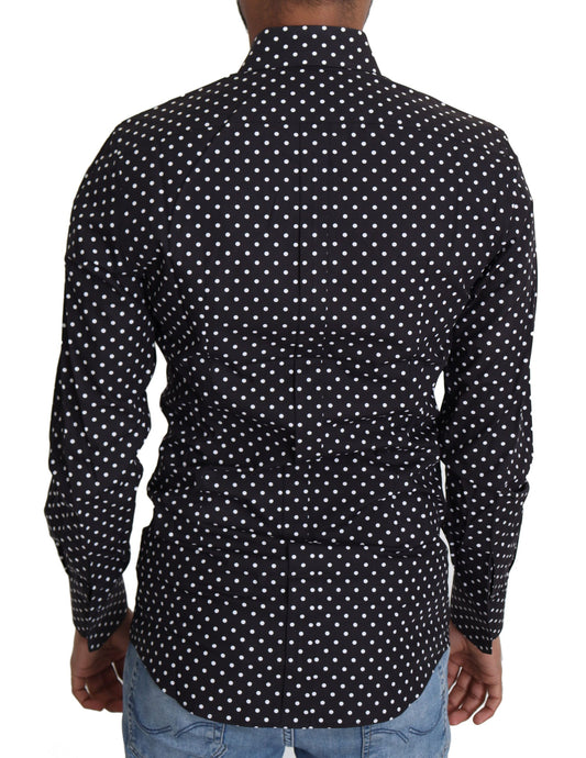 Black White Polka Dots Casual Shirt-Dolce & Gabbana-LabelTerrace.com