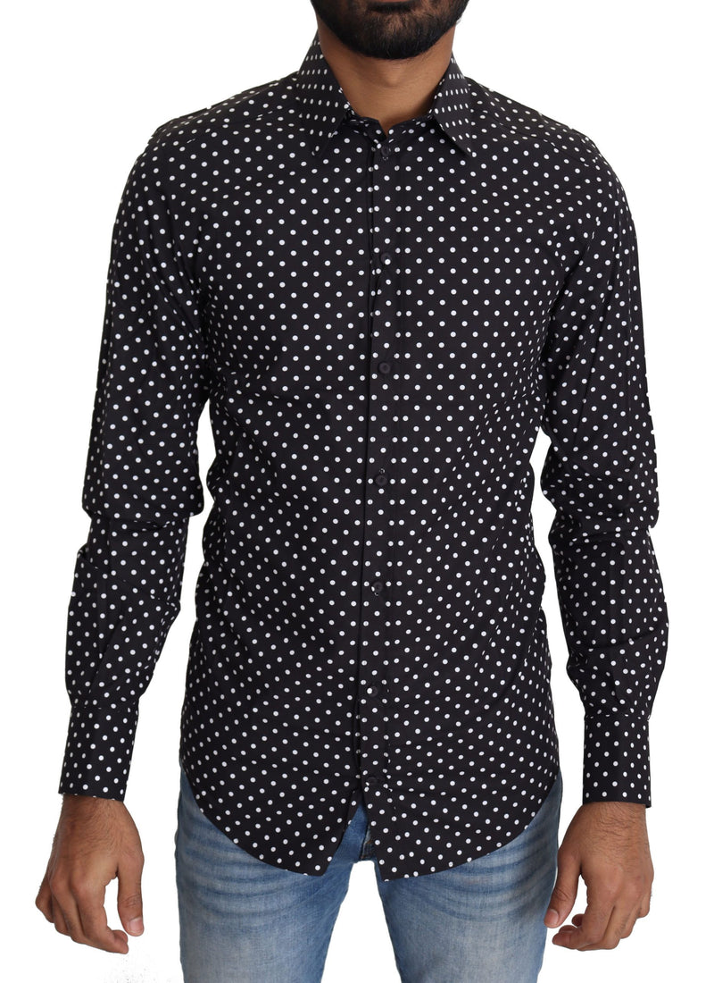 Black White Polka Dots Casual Shirt-Dolce & Gabbana-LabelTerrace.com
