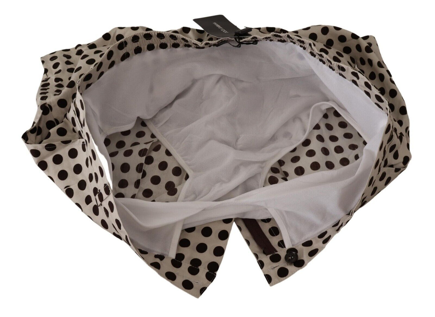 Black White Polka Dots Cotton Linen Shorts-Dolce & Gabbana-LabelTerrace.com