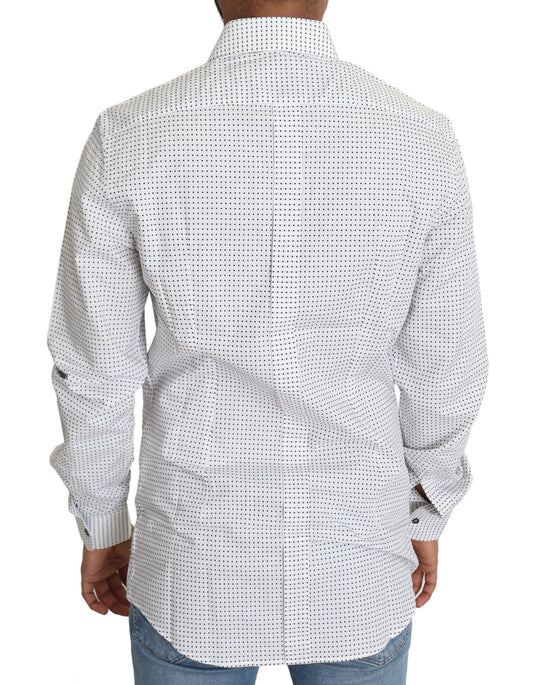 Black White Polka Dots Dress Shirt-Dolce & Gabbana-LabelTerrace.com