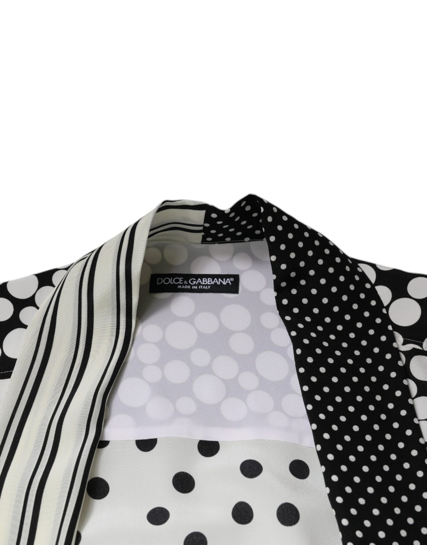 Black White Polka Dots Silk Men Casual Shirt-Dolce & Gabbana-LabelTerrace.com