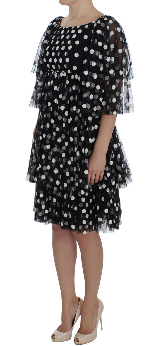 Black White Polka Dotted Ruffled Dress-Dolce & Gabbana-LabelTerrace.com
