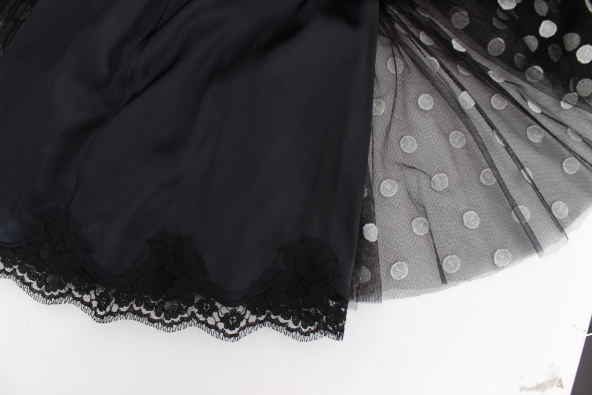 Black White Polka Dotted Ruffled Dress-Dolce & Gabbana-LabelTerrace.com