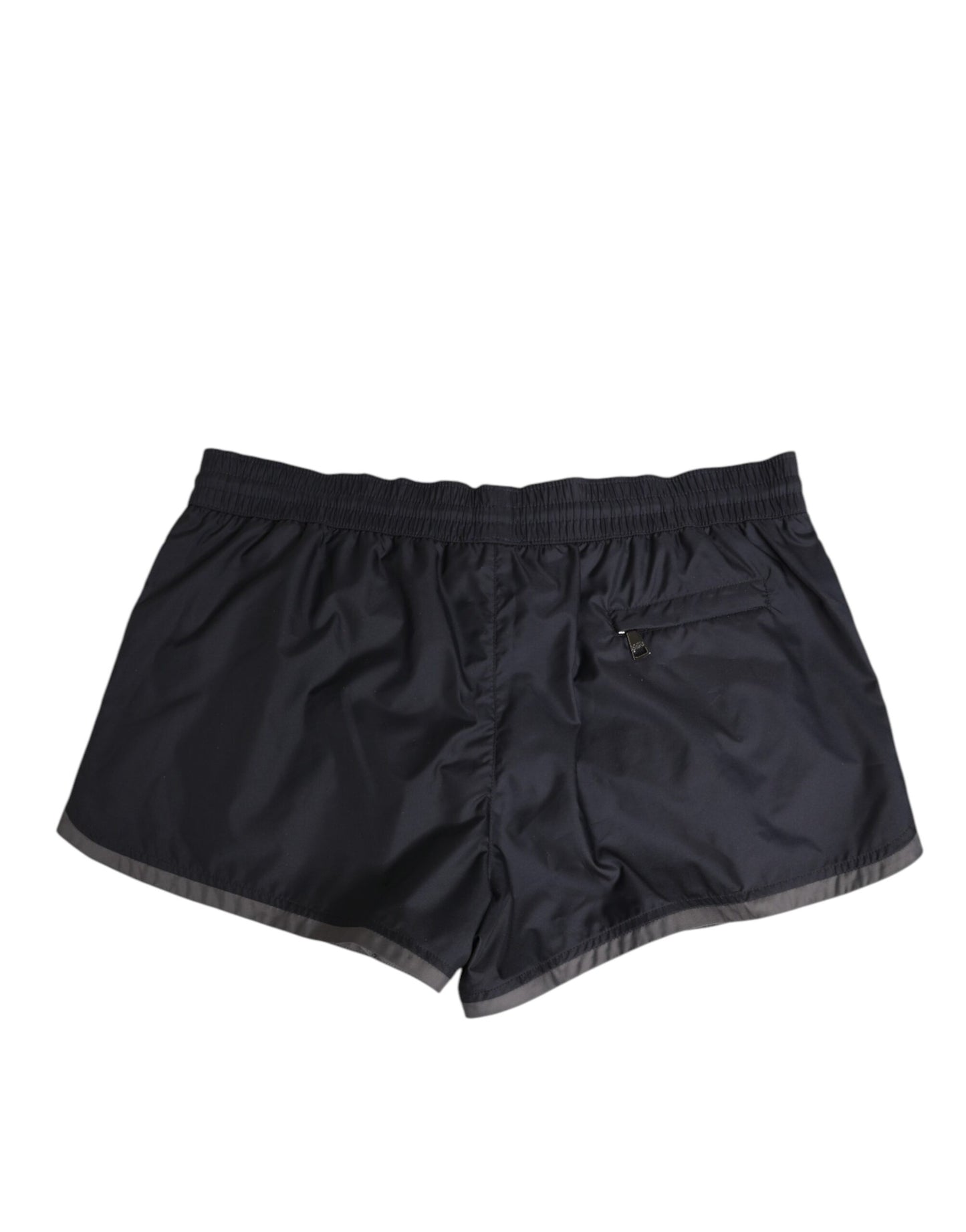 Black White Polyester Logo Elastic Waistband Swimwear-Dolce & Gabbana-LabelTerrace.com