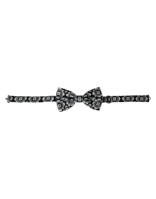 Black White Printed Adjustable Neck Men Bow Tie-Dolce & Gabbana-LabelTerrace.com