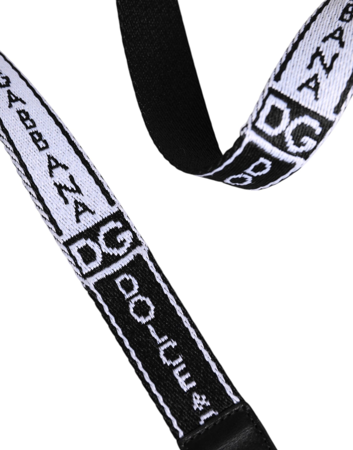 Black White Printed Metal Logo Buckle Belt-Dolce & Gabbana-LabelTerrace.com