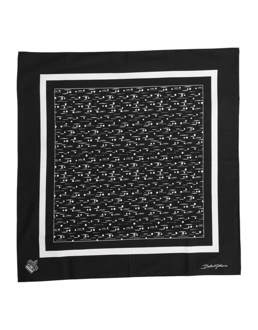 Black White Printed Square Foulard Scarf-Dolce & Gabbana-LabelTerrace.com