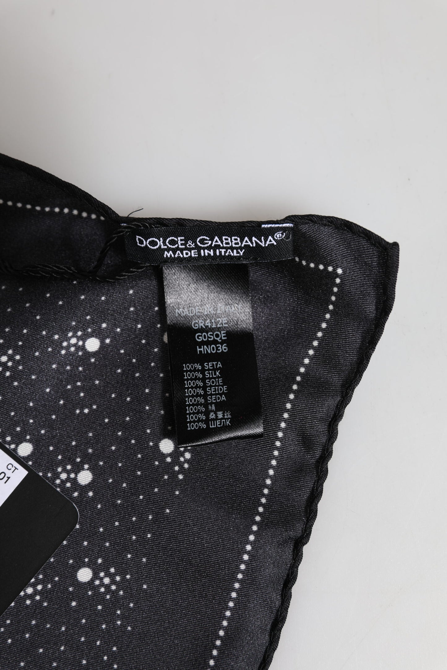 Black White Printed Square Men Foulard Scarf-Dolce & Gabbana-LabelTerrace.com