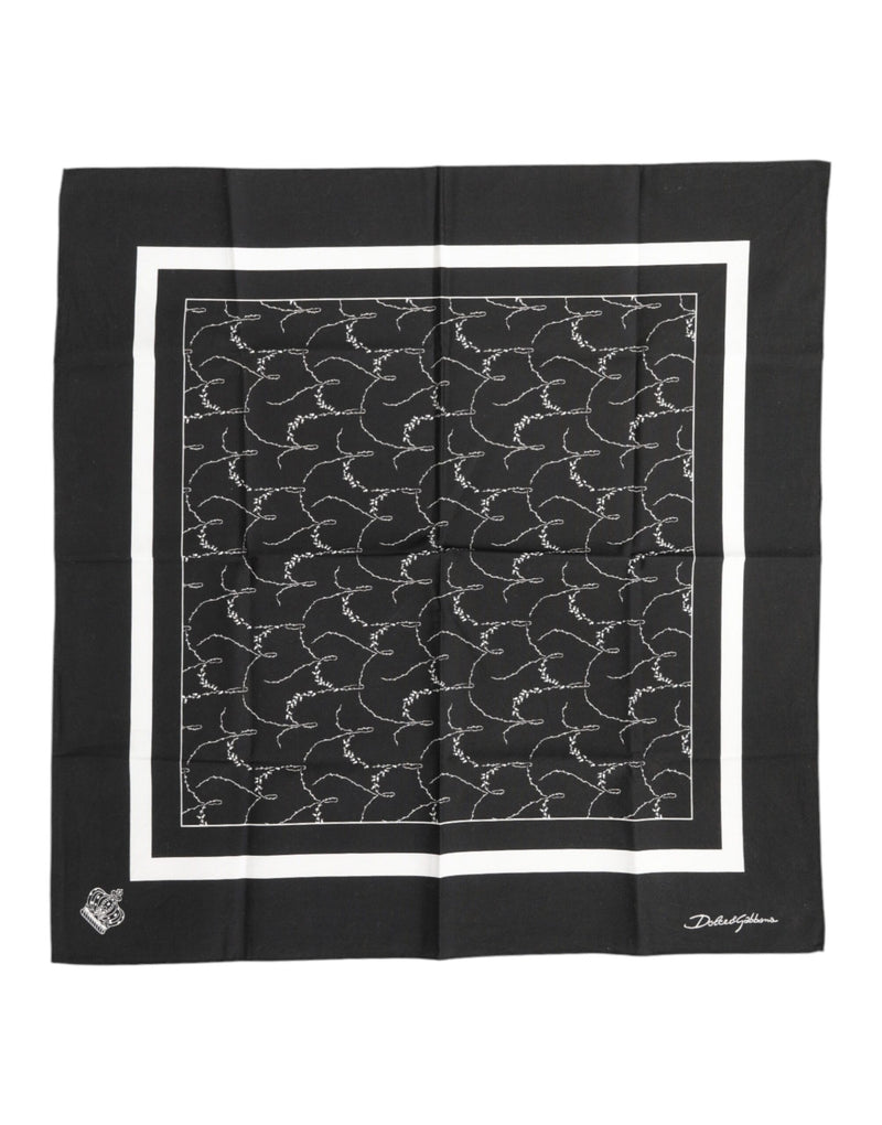 Black White Printed Square Men Foulard Scarf-Dolce & Gabbana-LabelTerrace.com