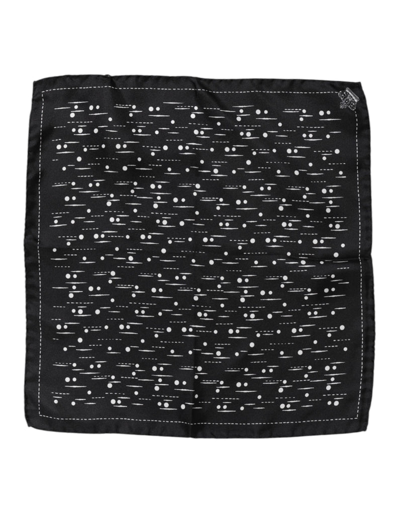 Black White Printed Square Men Foulard Scarf-Dolce & Gabbana-LabelTerrace.com