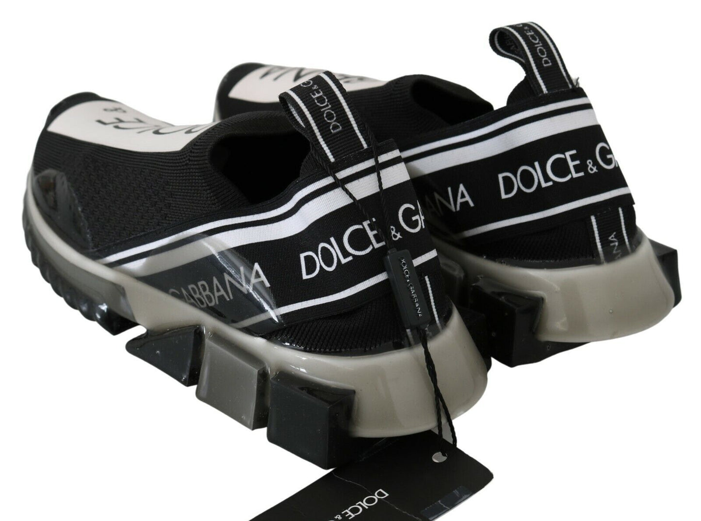 Black White SORRENTO Sport Stretch Sneakers-Dolce & Gabbana-LabelTerrace.com